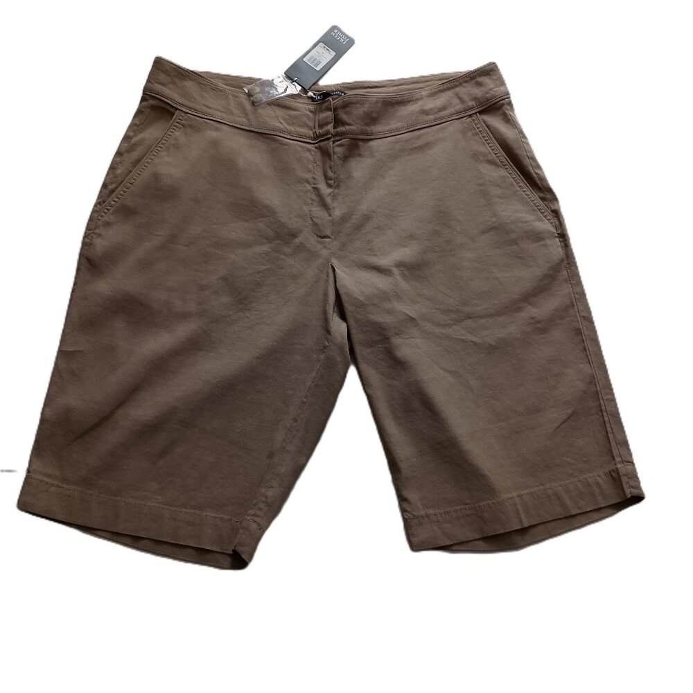 Eileen Fisher Tan Classic Walking Shorts Linen Blend Women’s Size 14 NWT